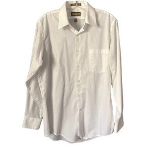 Van Heusen Wrinkle Free White Long Sleeve Button Front Shirt 15.5 32/33
